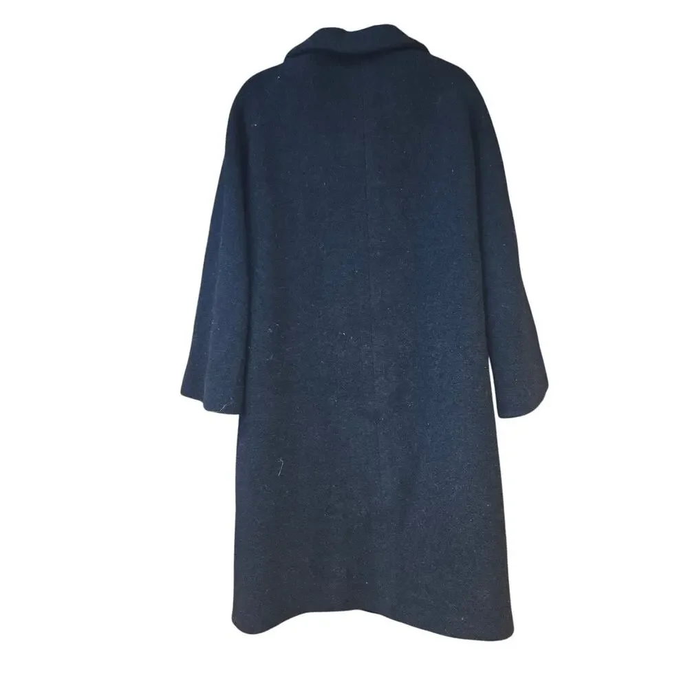 Vintage 50s Forstmann Frizelda, black wool coat 3 sets0 buttons‎ sz L